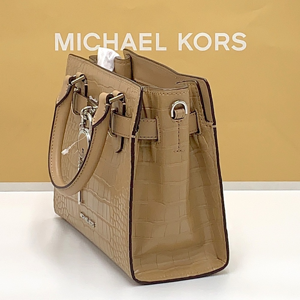 MICHAEL KORS
Hamilton Small Crocodile Embossed Faux
Leather Satchel
Color: Camel - Picture 7 of 16